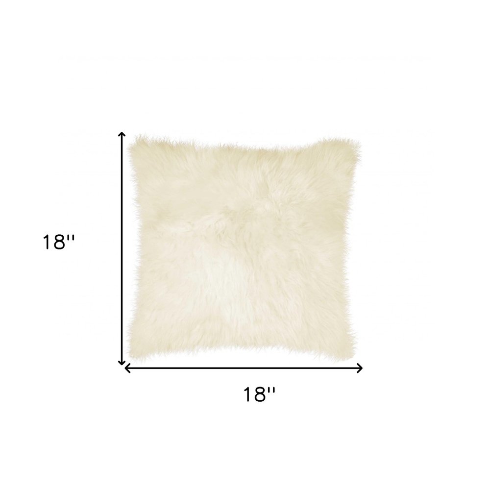 18" Natural Sheepskin Throw Pillow