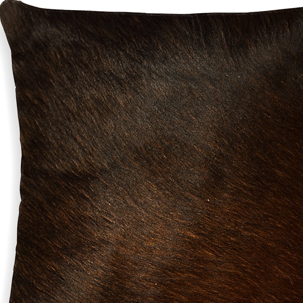 18" Chocolate Cowhide Throw Pillow