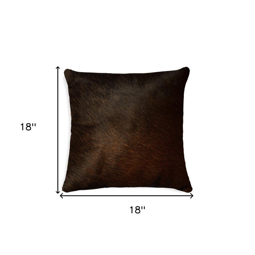 18" Chocolate Cowhide Throw Pillow