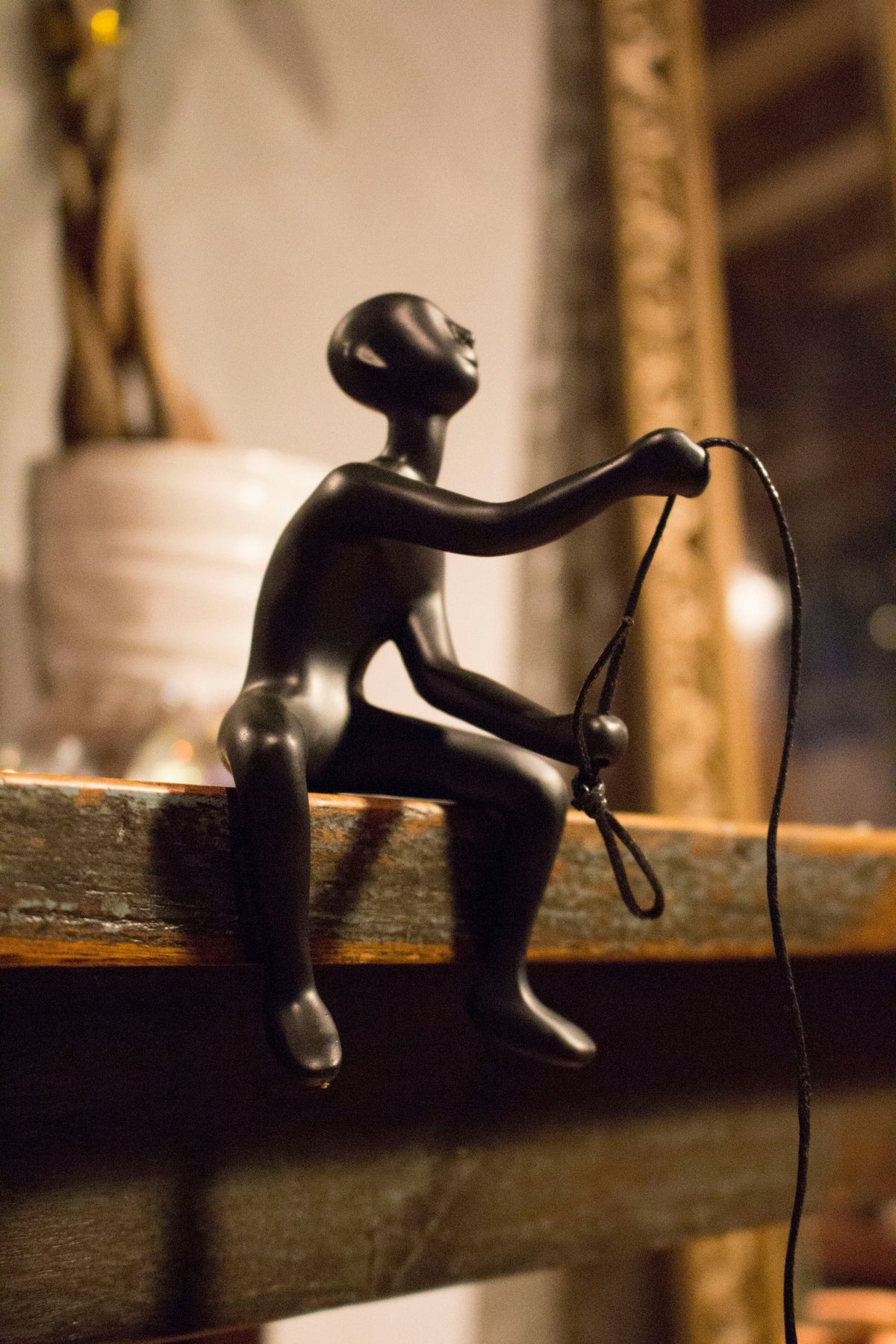 6" X 4" Black Resin Climbing Man Hanging Dimensional Sculpture