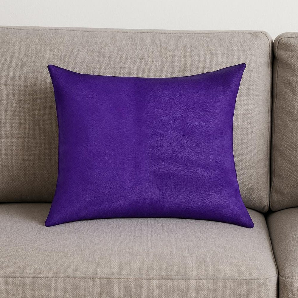 18" Purple Cowhide Throw Pillow