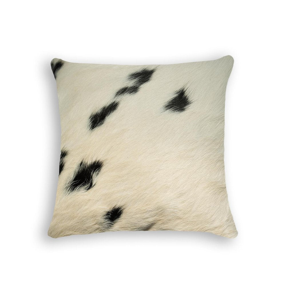 18" White And Black Cowhide Throw Pillow