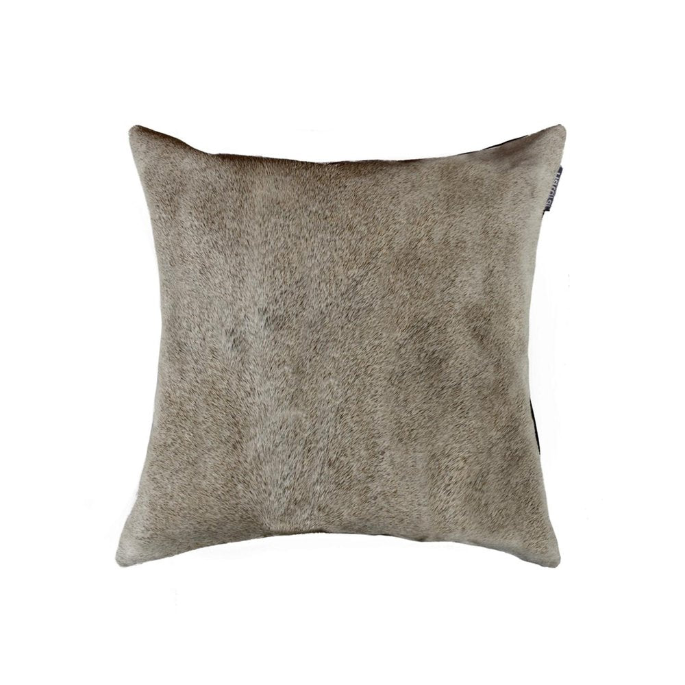 18" Gray Cowhide Throw Pillow