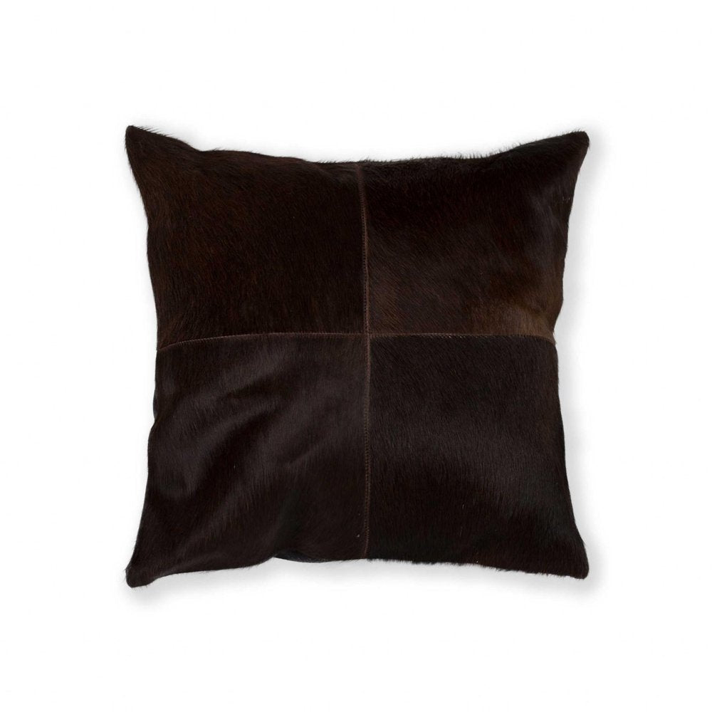 18" Chocolate Brown Cowhide Throw Pillow