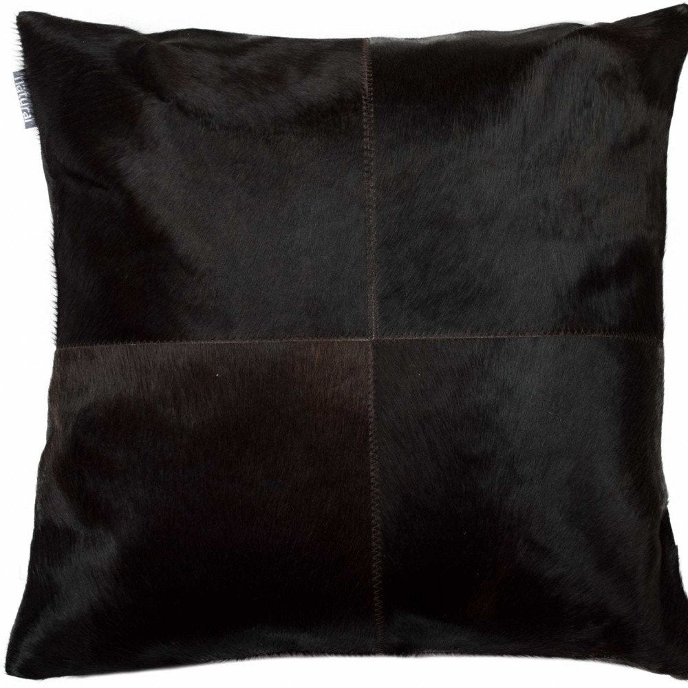 18" Brown Cowhide Throw Pillow