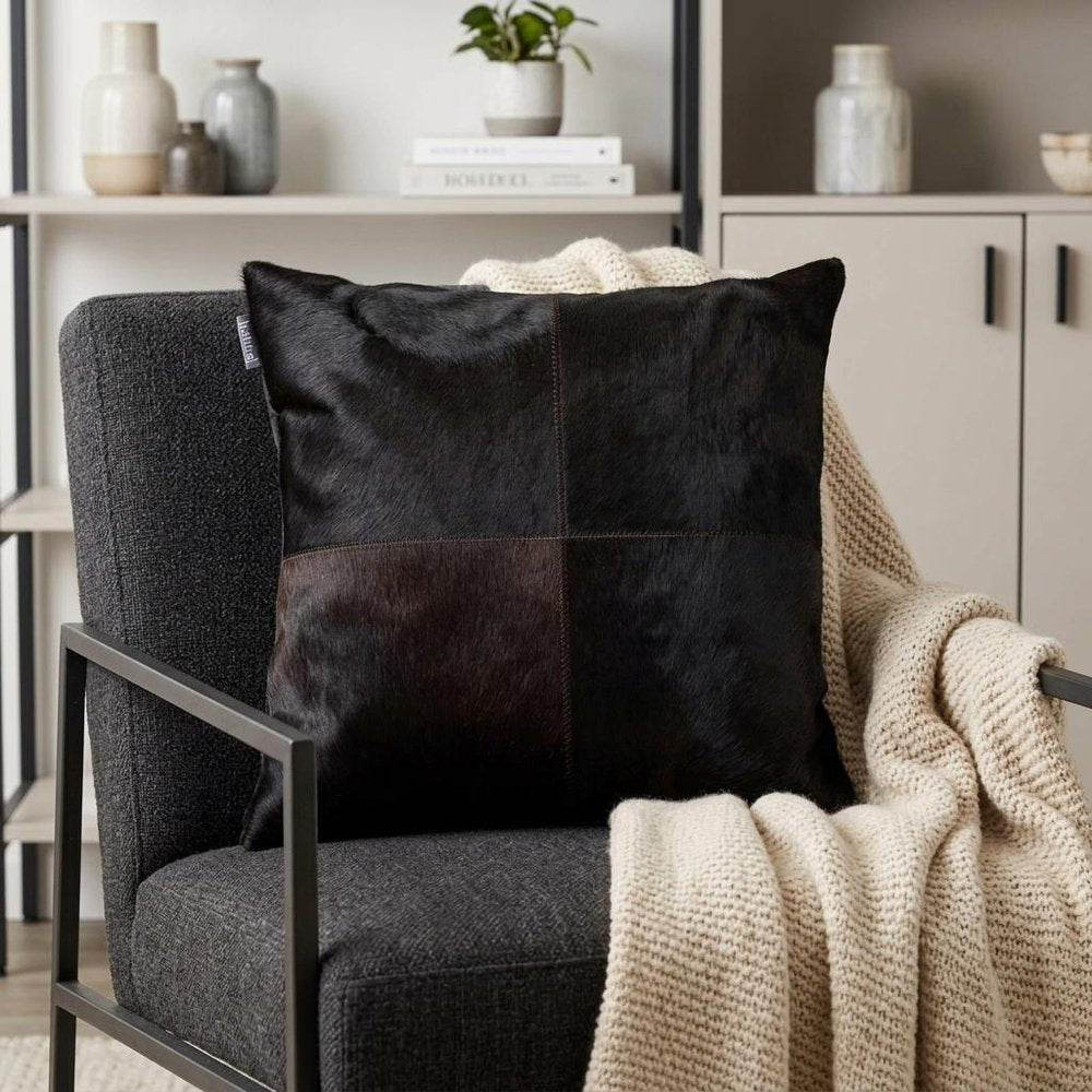 18" Brown Cowhide Throw Pillow