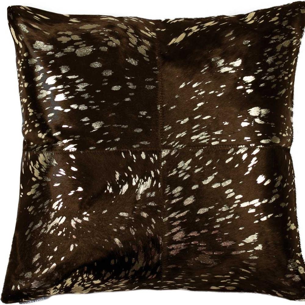 18" X 18" X 5" Gold And Chocolate Quattro  Pillow