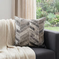 18" Gray Chevron Cowhide Throw Pillow