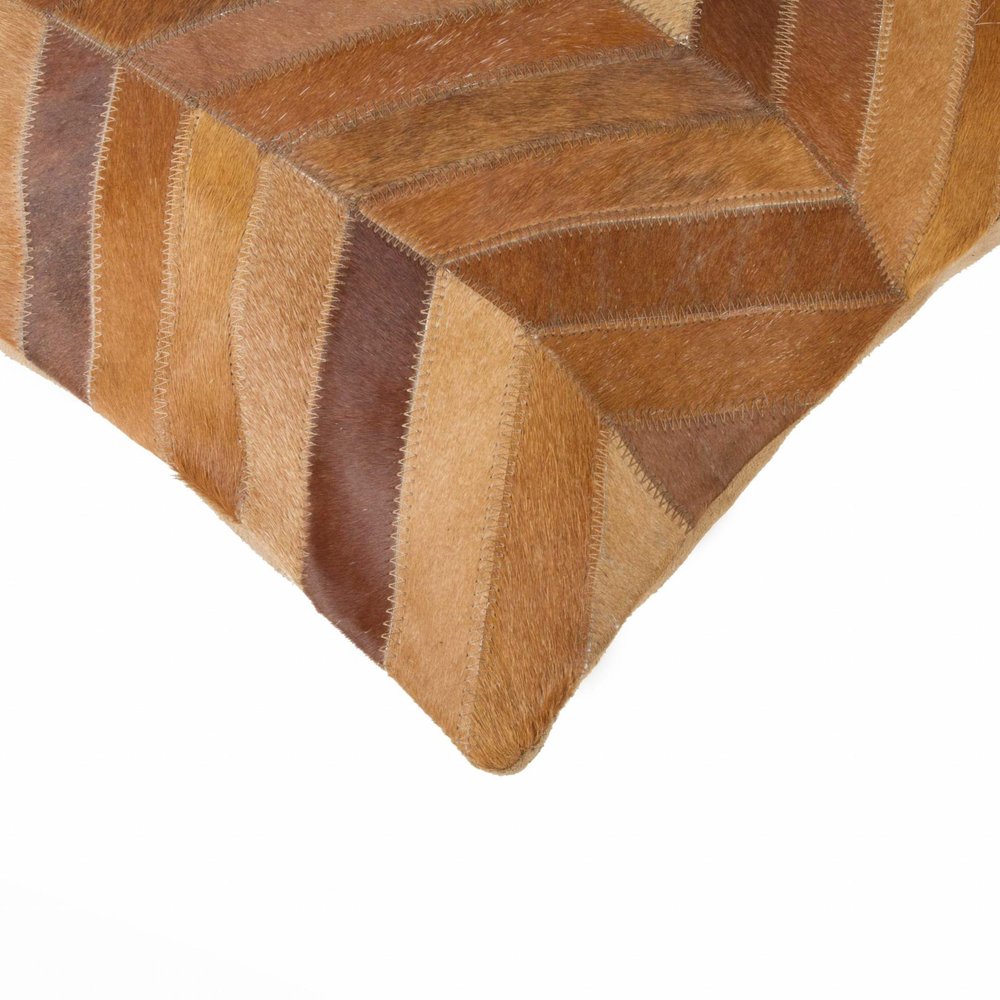 18" Tan Cowhide Throw Pillow