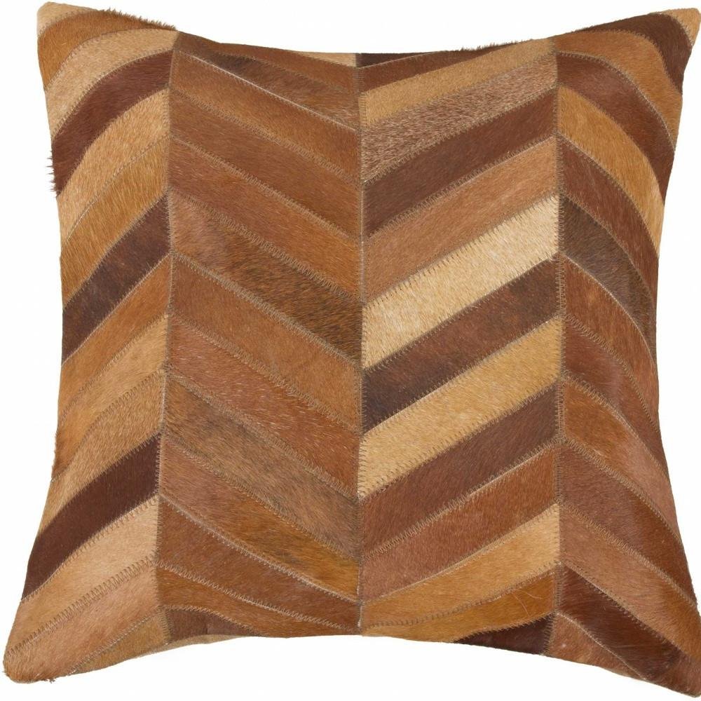 18" Tan Cowhide Throw Pillow