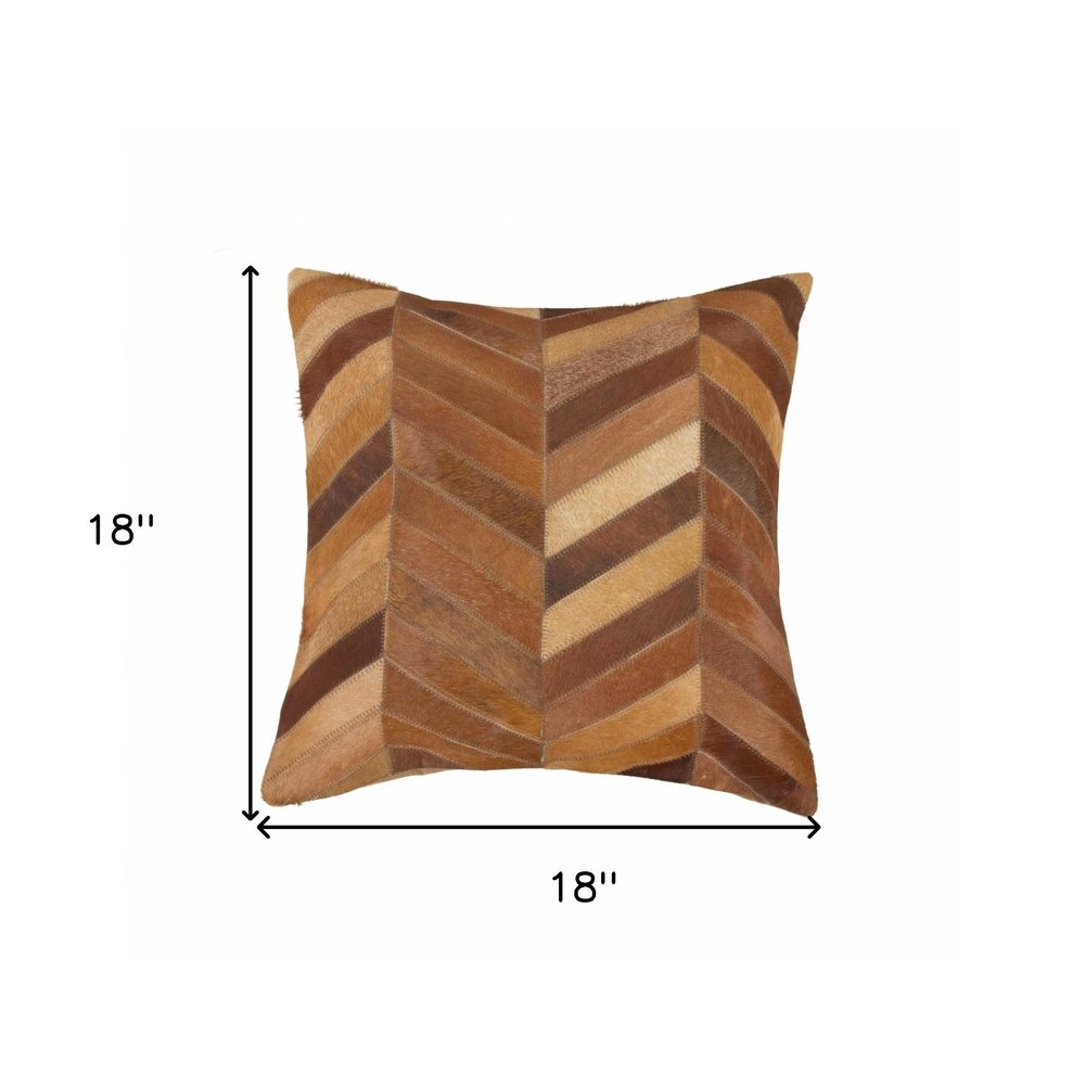 18" Tan Cowhide Throw Pillow