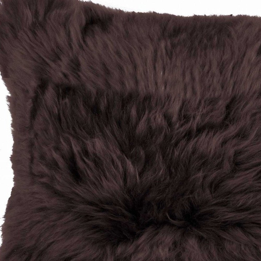 Rectangular Soft Chocolate Natural Sheepskin Fur Lumbar Pillow