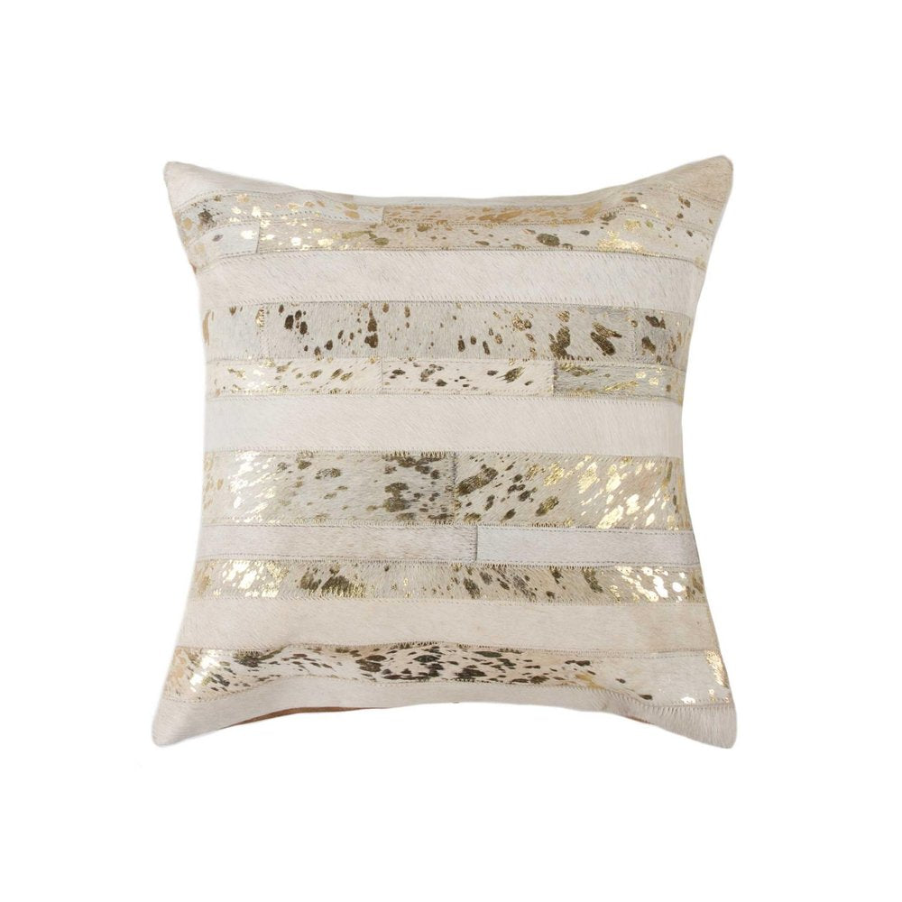 18" Beige Cowhide Throw Pillow