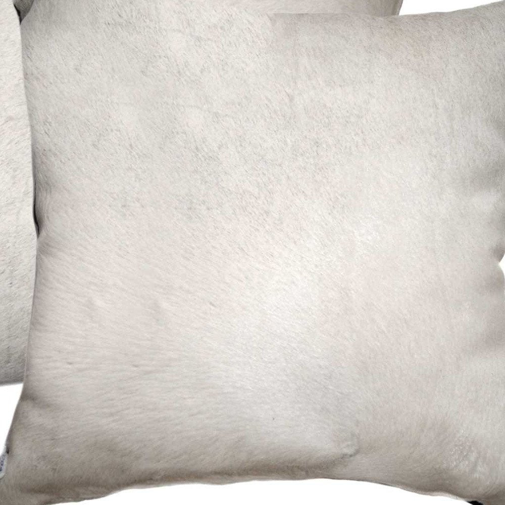 Set of Two Off White Cowhide Throw Pillow