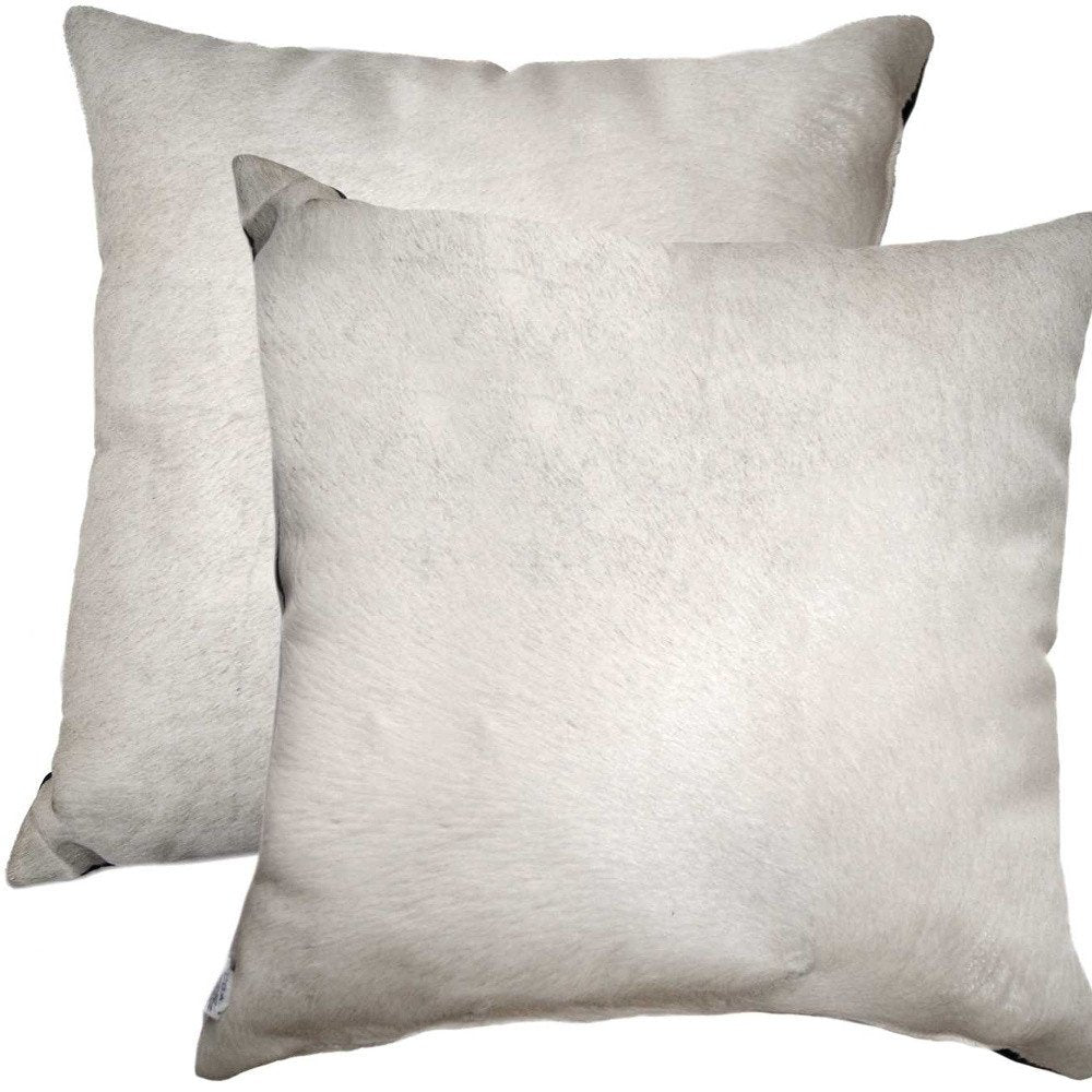 Set of Two Off White Cowhide Throw Pillow