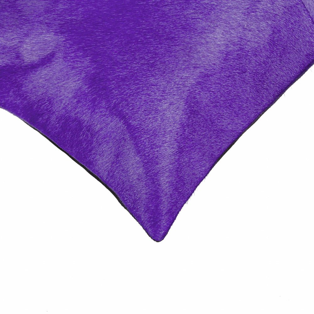 Set of Two 18" Purple Cowhide Throw Pillows