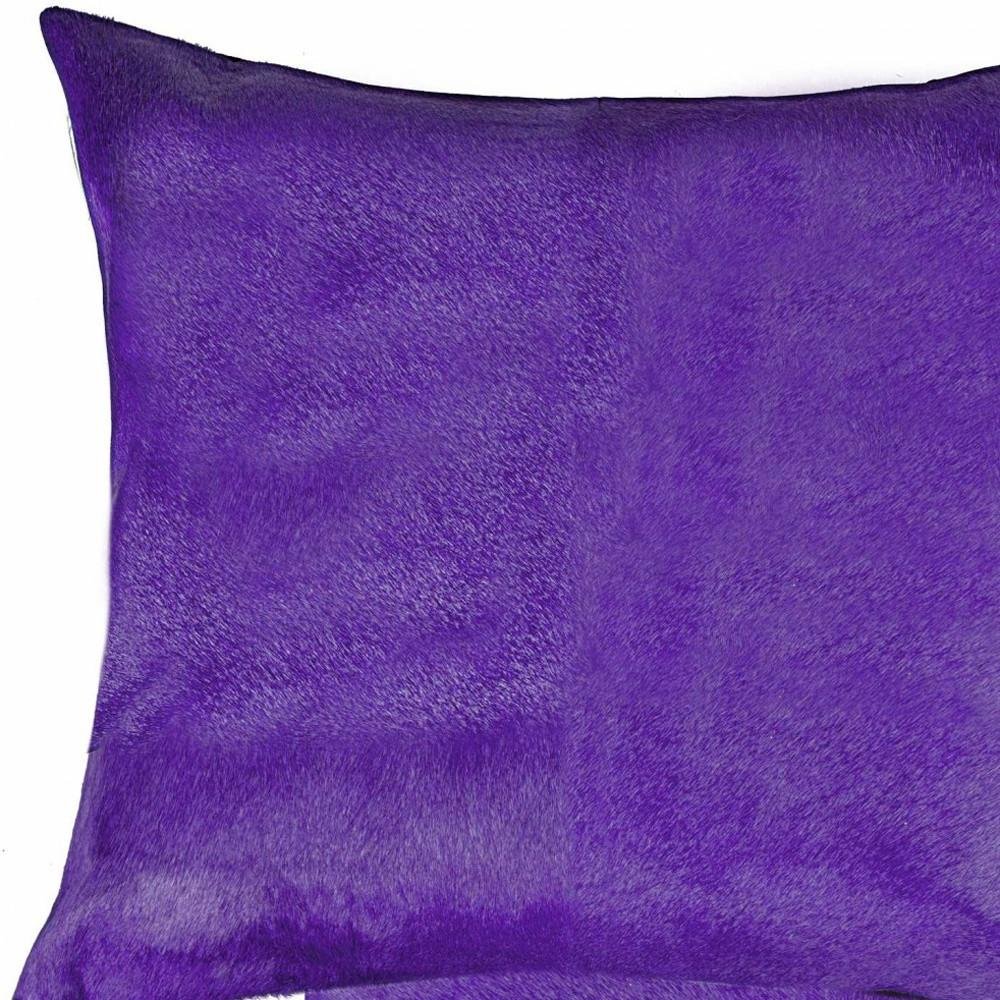 Set of Two 18" Purple Cowhide Throw Pillows