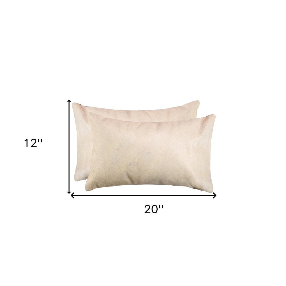 Set of Two 12" X 20" Natural Cowhide Throw Pillow