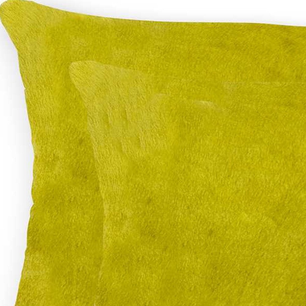 12" X 20" X 5" Yellow Cowhide  Pillow 2 Pack