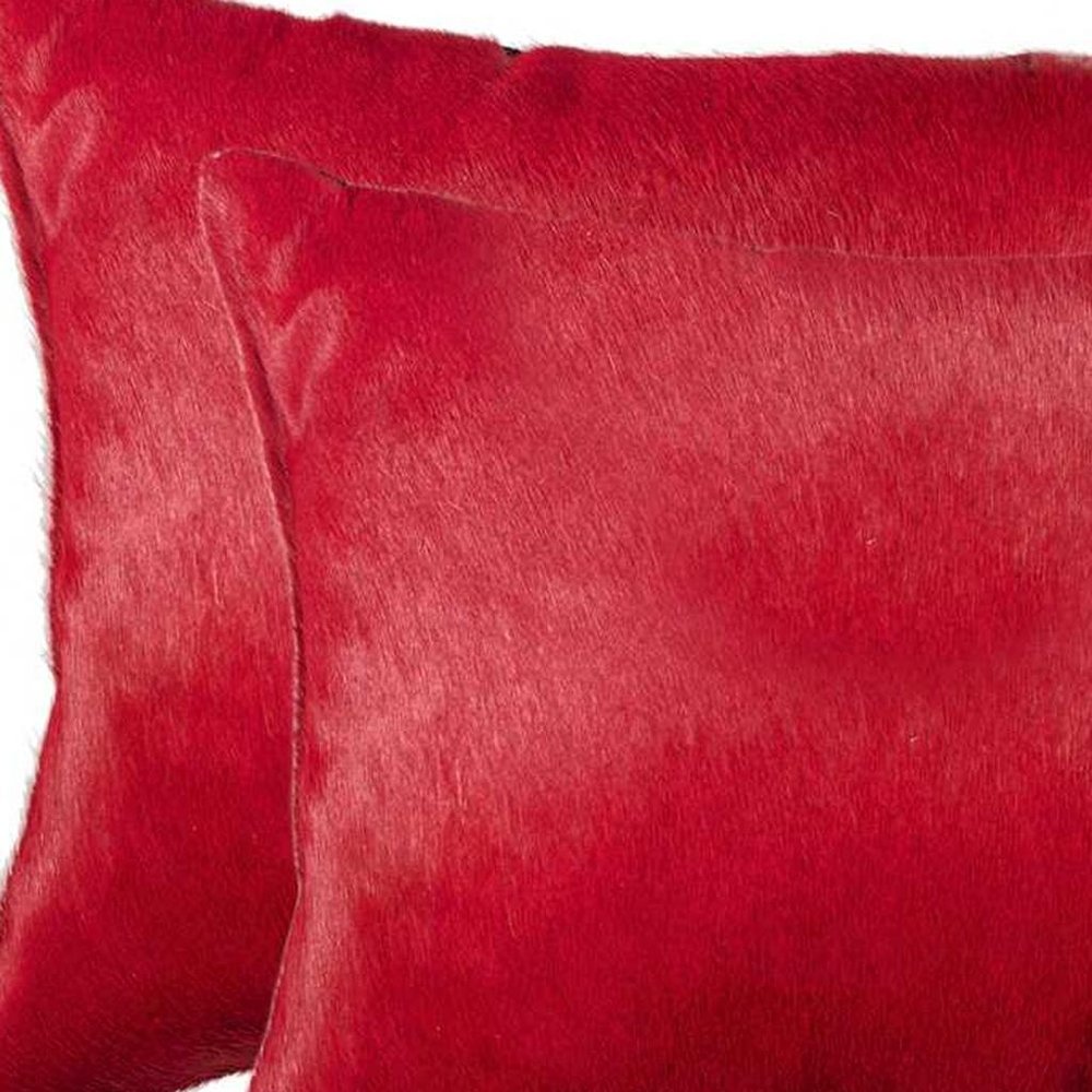 12" X 20" X 5" Wine Cowhide  Pillow 2 Pack