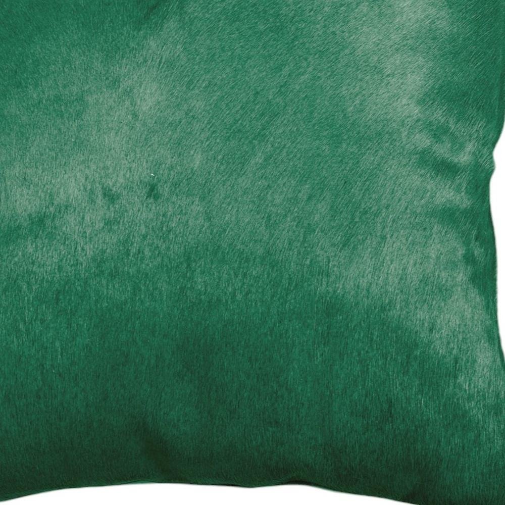 Set of Two 18" Green Cowhide Throw Pillows