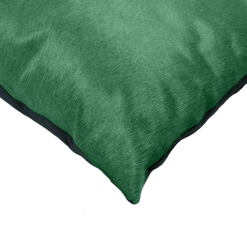 Set of Two 18" Green Cowhide Throw Pillows