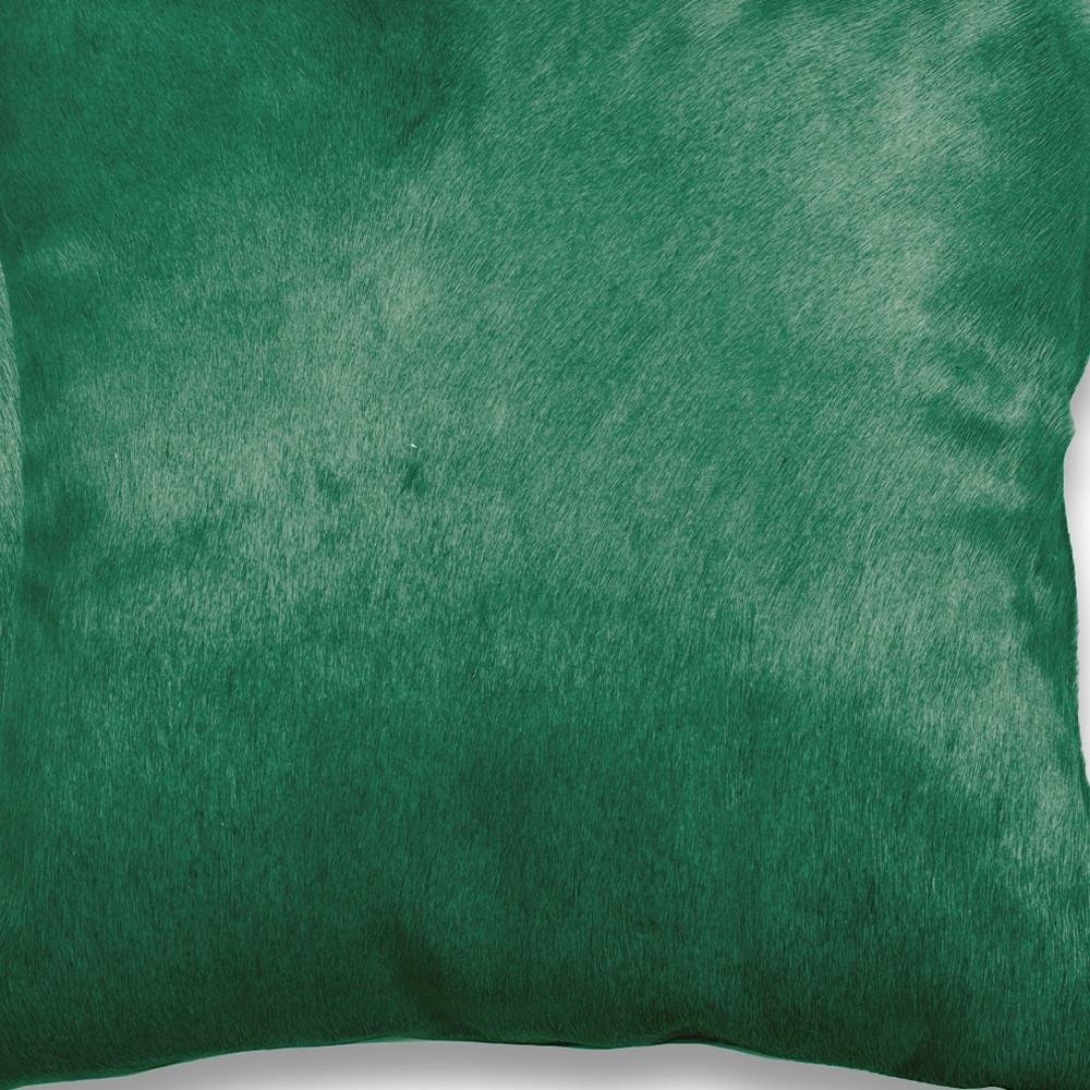 Set of Two 18" Green Cowhide Throw Pillows