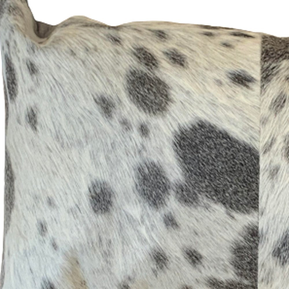 Set Of 2 Gray And White Natural Cowhide Pillows