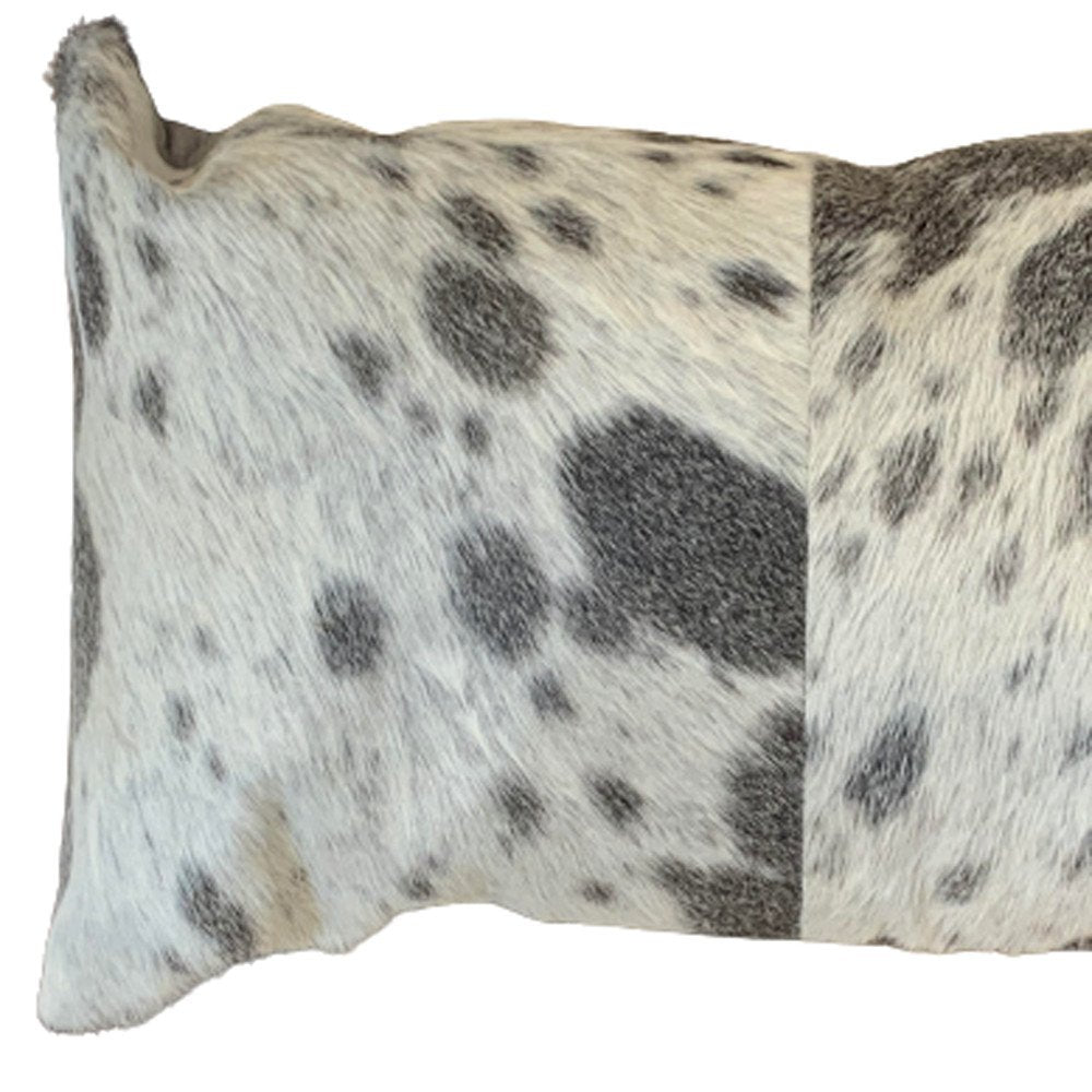 Set Of 2 Gray And White Natural Cowhide Pillows
