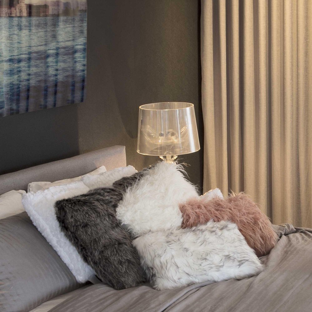 Set of Two 12" X 20" Tan Ombre Faux Fur Throw Pillows