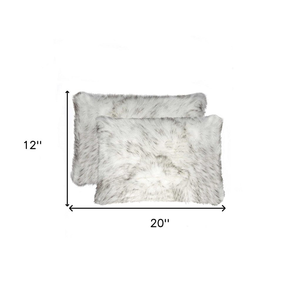 Set of Two 12" X 20" Tan Ombre Faux Fur Throw Pillows