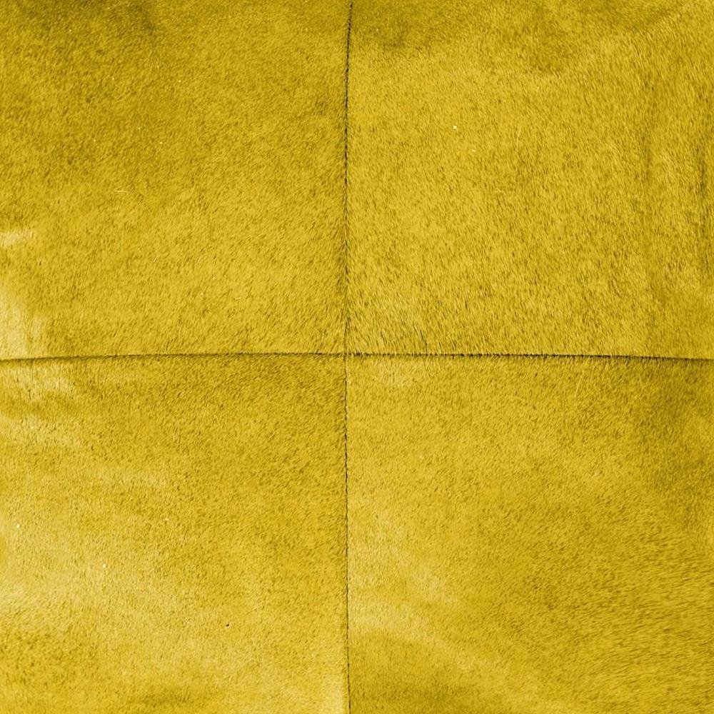 18" Yellow Cowhide Throw Pillow