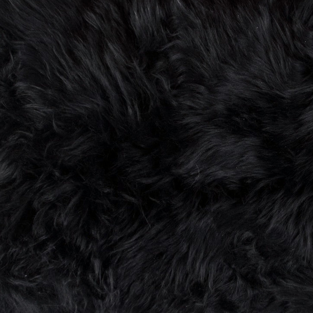 12" X 20" Black Sheepskin Lumbar Throw Pillow