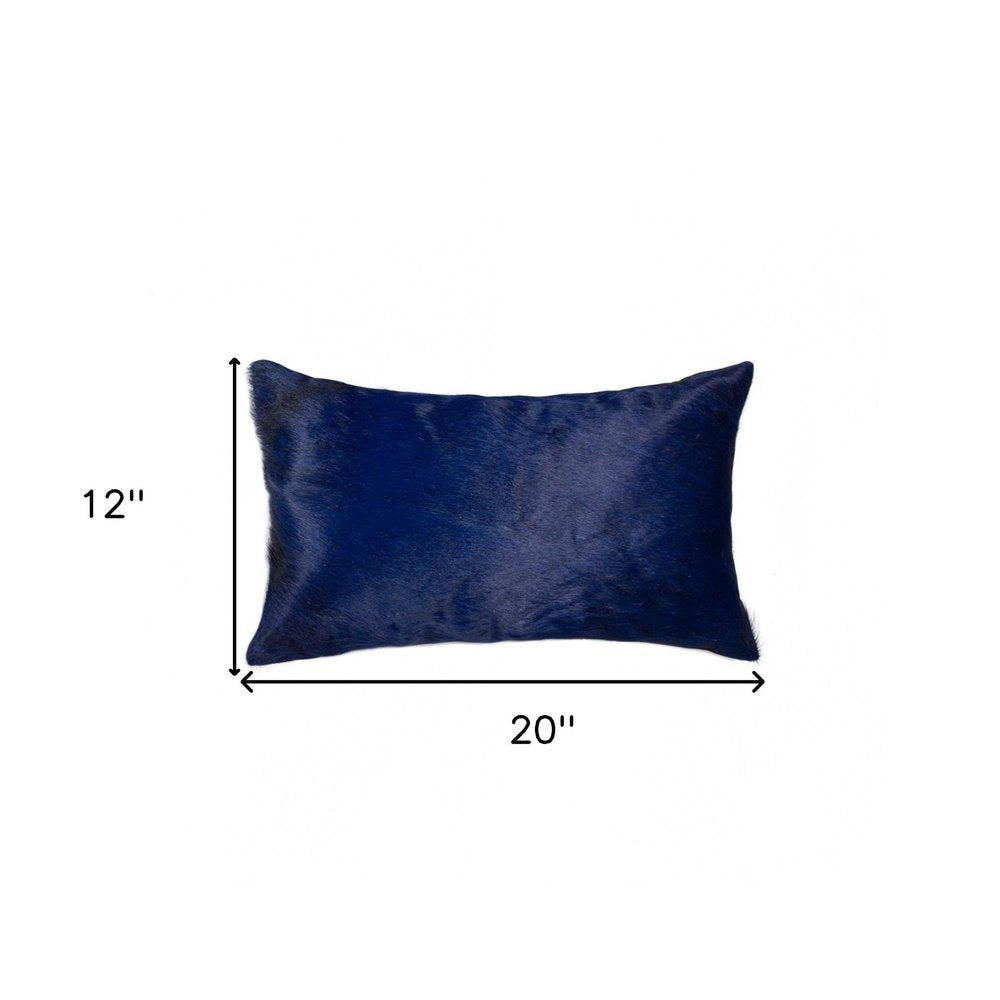 12" X 20" Navy Cowhide Throw Pillow