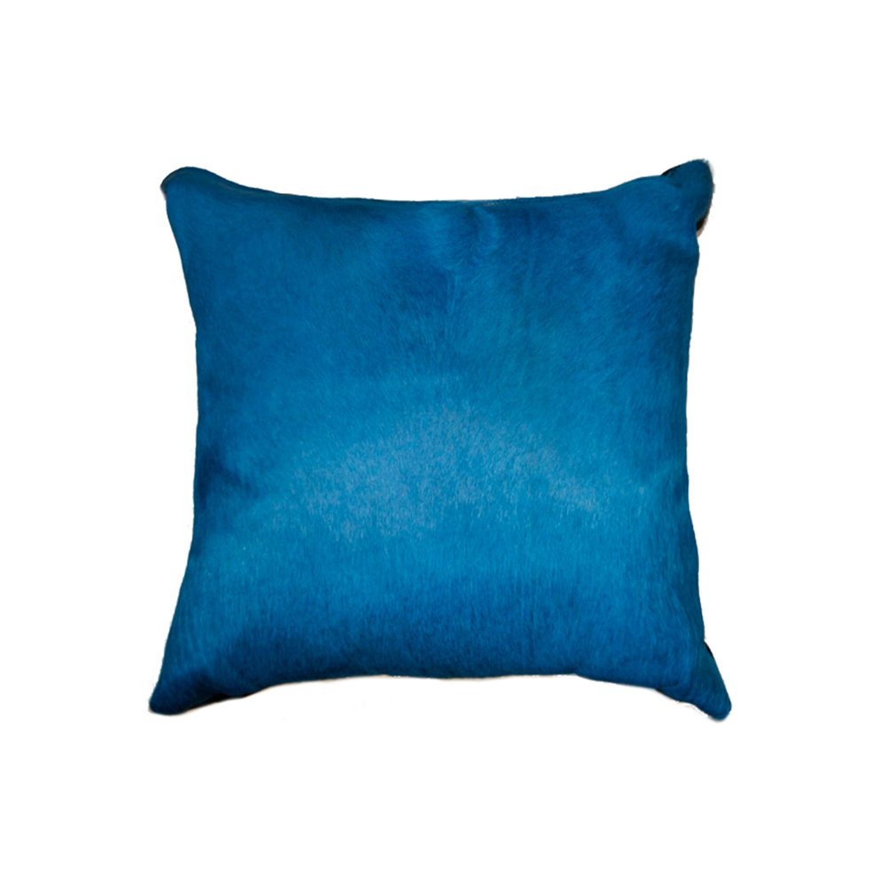 18" Blue Cowhide Throw Pillow