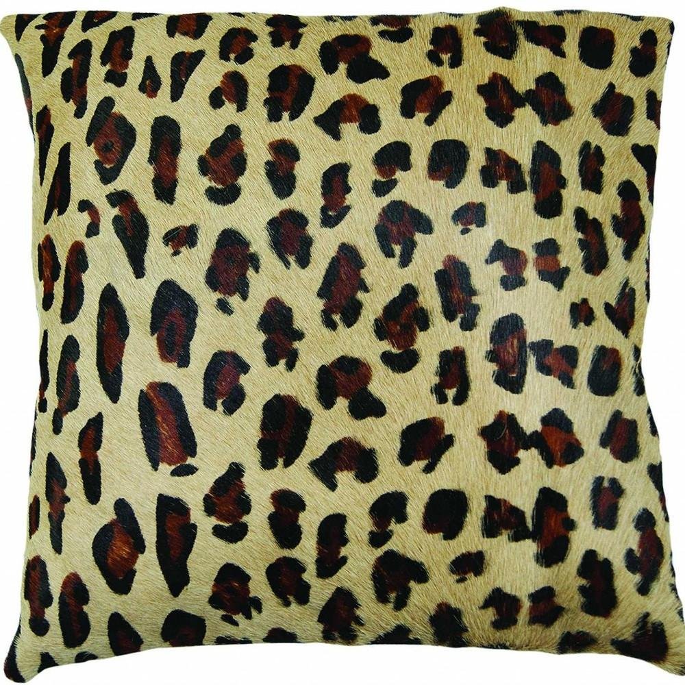 18" Black and Orange Cowhide Throw Pillow