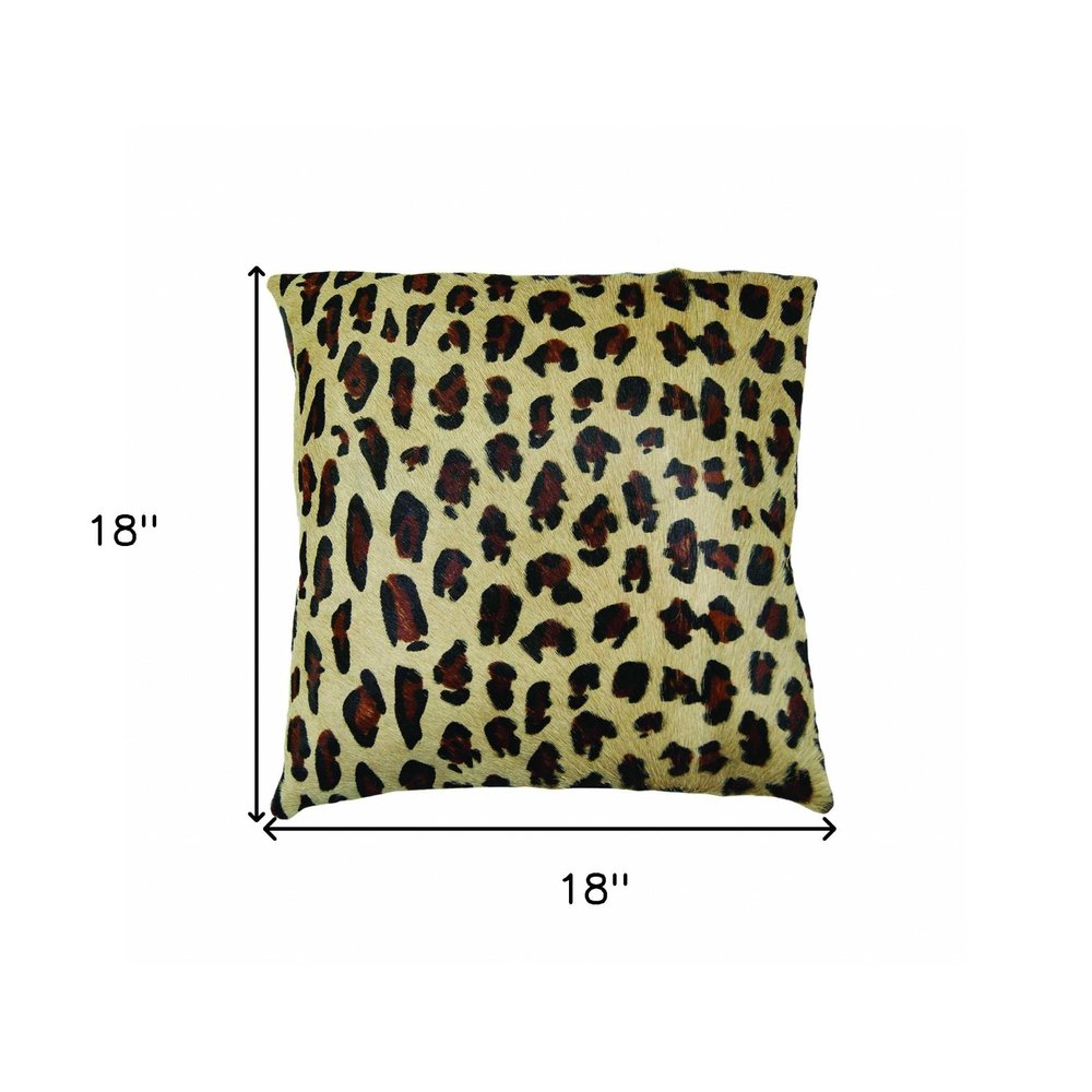 18" Black and Orange Cowhide Throw Pillow