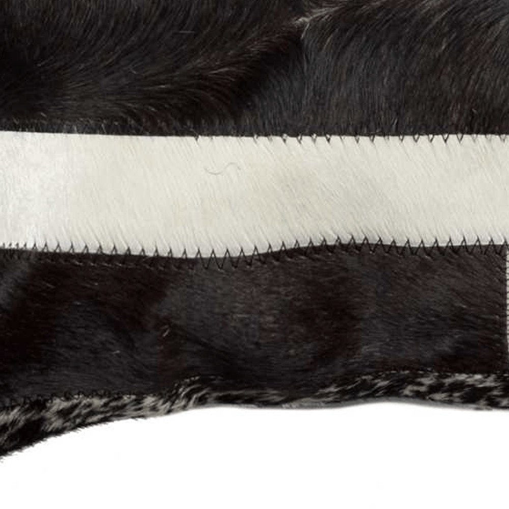 18" White And Black Cowhide Throw Pillow