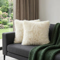 Set of Two 18" Natural Sheepskin Throw Pillows