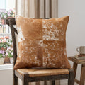 18" Brown and White Cowhide Throw Pillow