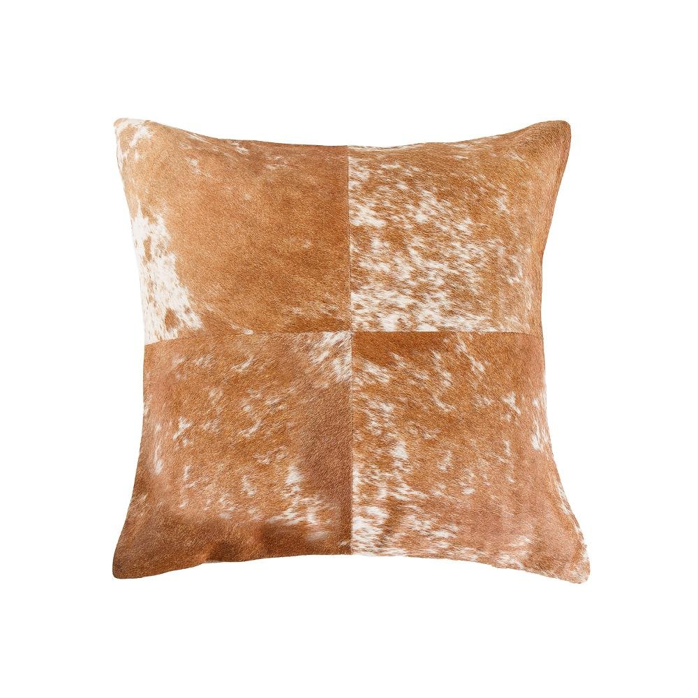 18" Brown and White Cowhide Throw Pillow