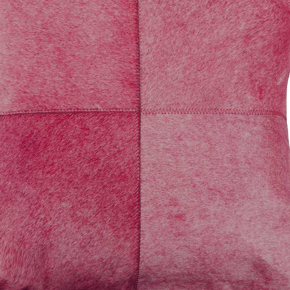 18" Fuchsia Cowhide Throw Pillow
