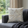 18" Natural And Gold Cowhide Throw Pillow