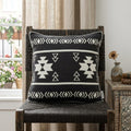 20" X 7" X 20" Southwest Black Cotton Pillow Cover With Poly Insert