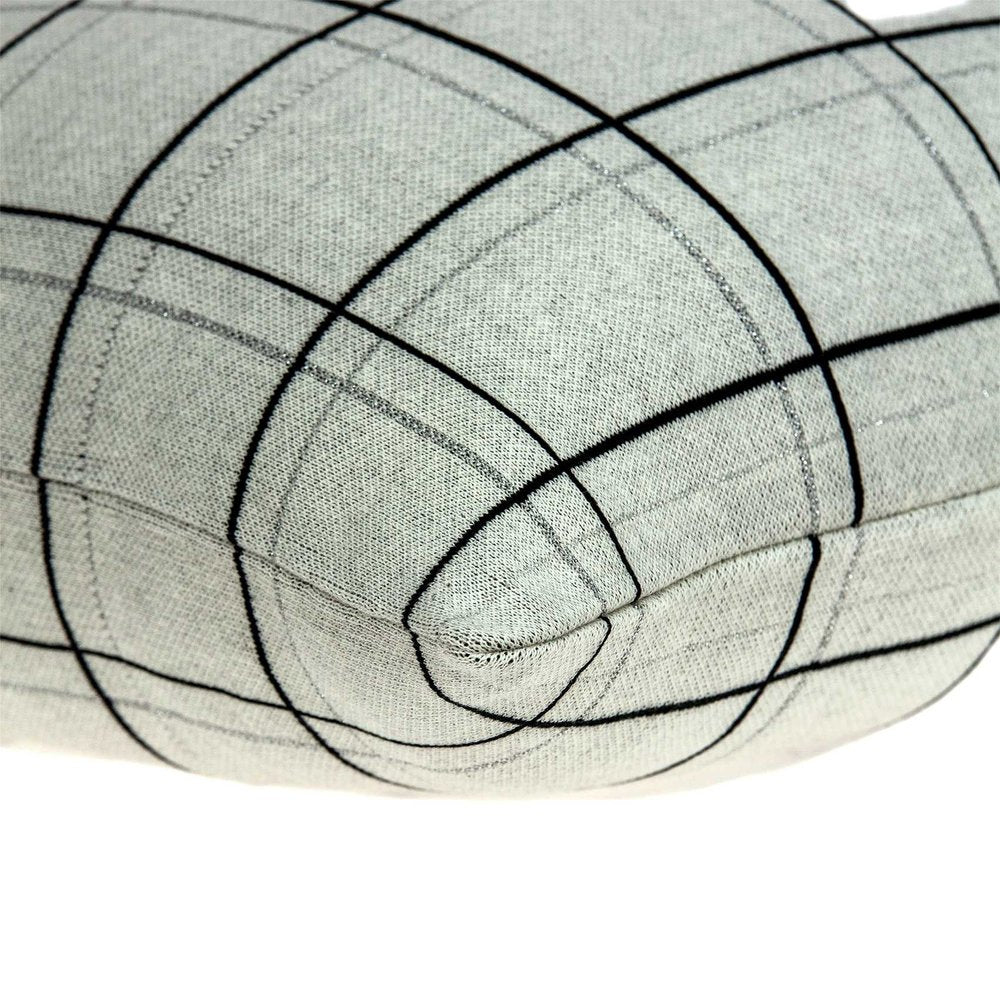 20" Gray Plaid Cotton Throw Pillow