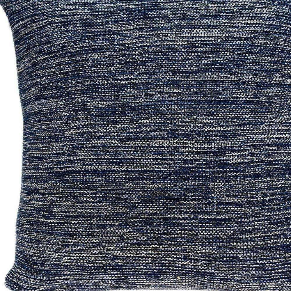 20" Blue Woven Cotton Blend Throw Pillow