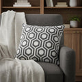 20" Gray And White Geometric Cotton Throw Pillow