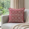 20" X 7" X 20" Transitional Red And White Pillow Cover With Poly Insert