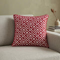 20" X 7" X 20" Transitional Red And White Cotton Pillow Cover With Poly Insert