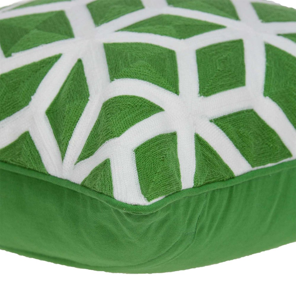 20" Green and White Throw Pillow